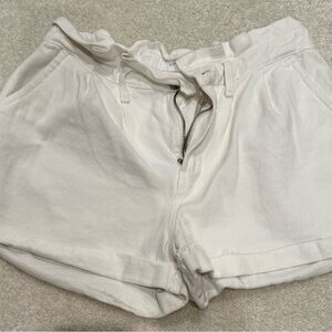 Vestique High Waist White Shorts with Rolled Hem